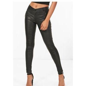 Faux Leather Super Skinny Panelled Trousers
